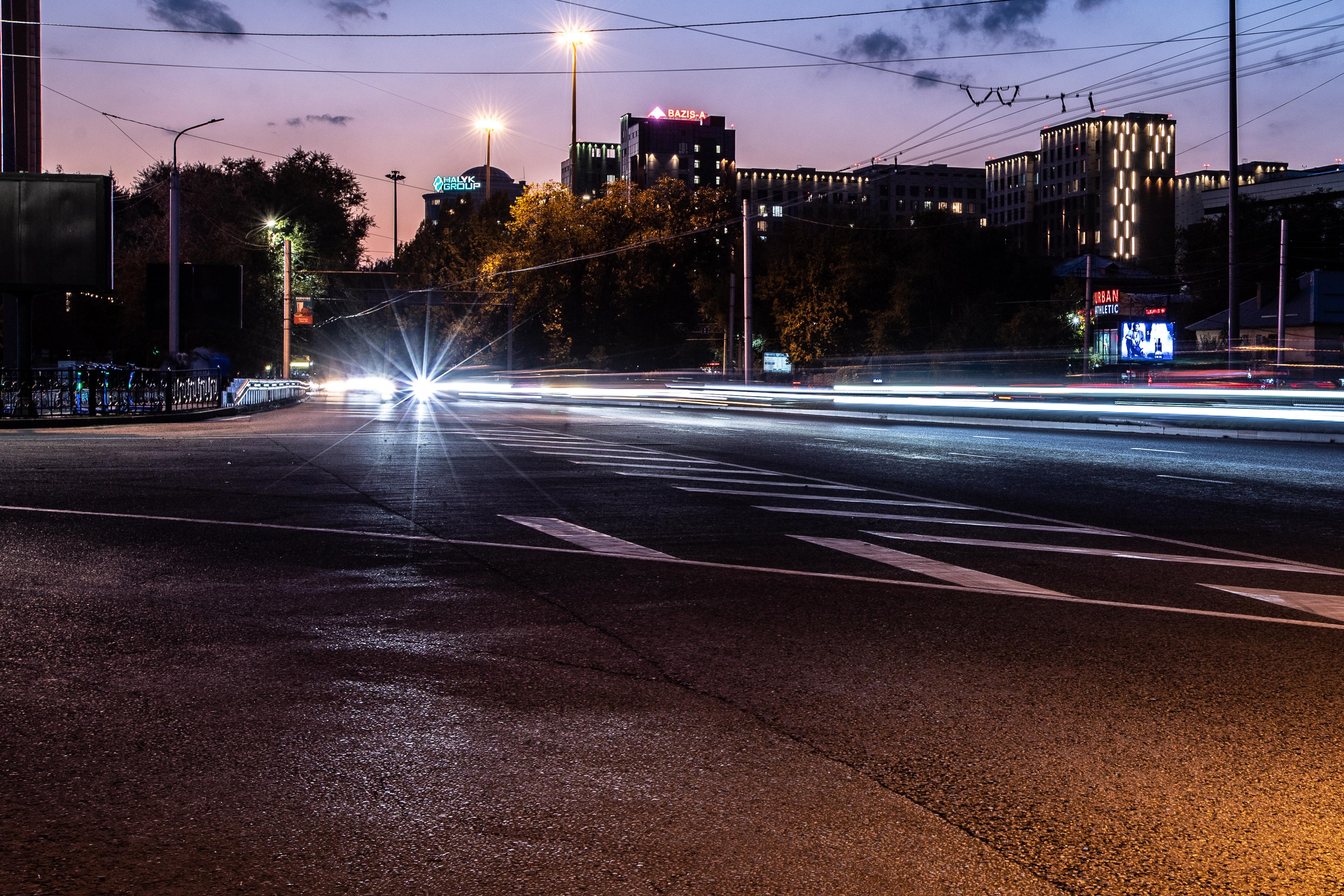 City traffic at dusk